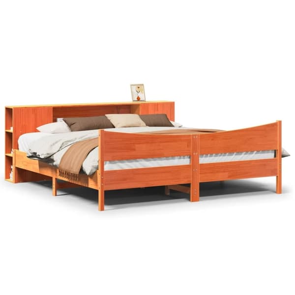 vidaXL sengeramme uden madras 180x200 cm massivt fyrretræ gyldenbrun