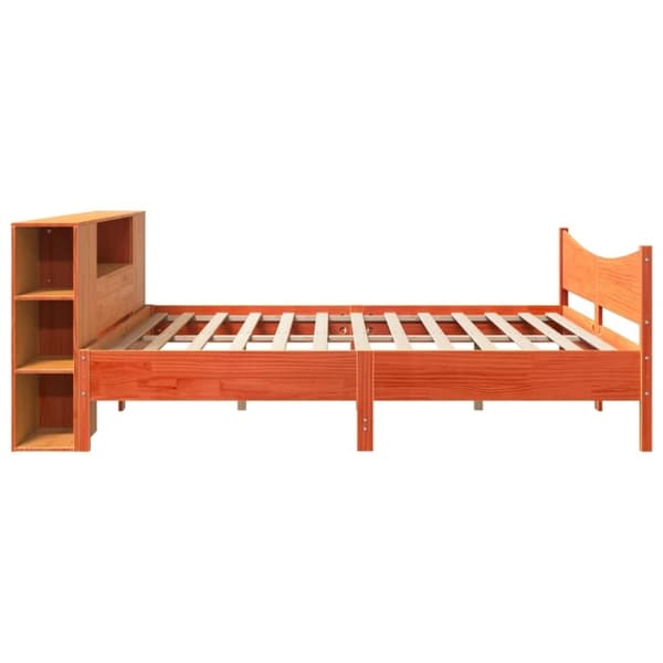 vidaXL sengeramme uden madras 200x200 cm massivt fyrretræ gyldenbrun
