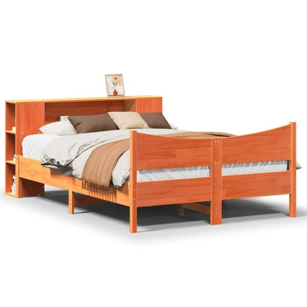 vidaXL Sengeramme uten madrass voksbrun 160x200 cm heltre furu