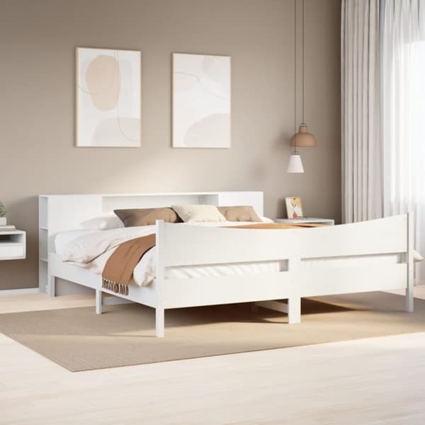 vidaXL Sängynrunko ilman patjaa valkoinen 180x200 cm täysi mänty