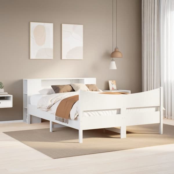 vidaXL sengeramme uden madras 140x200 cm massivt fyrretræ hvid