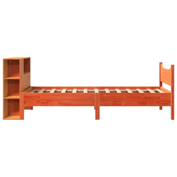 vidaXL Sengeramme uten madrass voksbrun 75x190 cm heltre furu