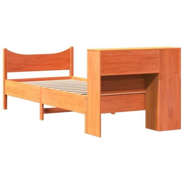 vidaXL Sengeramme uten madrass voksbrun 75x190 cm heltre furu