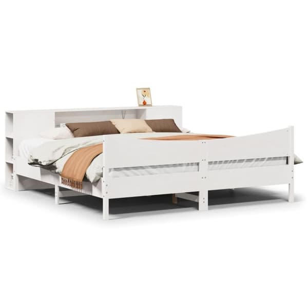 vidaXL sengeramme uden madras 200x200 cm massivt fyrretræ hvid
