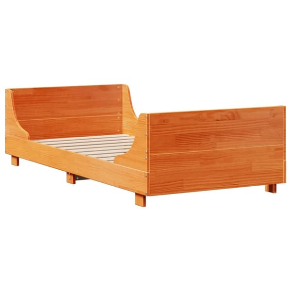 vidaXL sengeramme uden madras 100x200 cm massivt fyrretræ gyldenbrun
