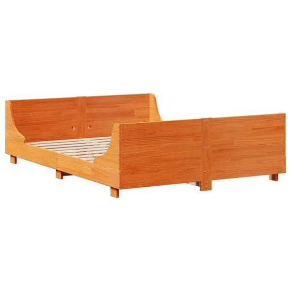 vidaXL Sengeramme uten madrass voksbrun 140x200 cm heltre furu