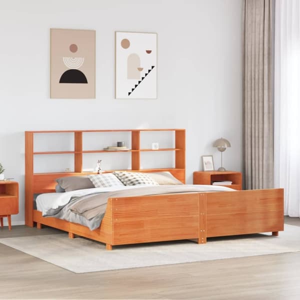 vidaXL sengeramme uden madras 180x200 cm massivt fyrretræ gyldenbrun