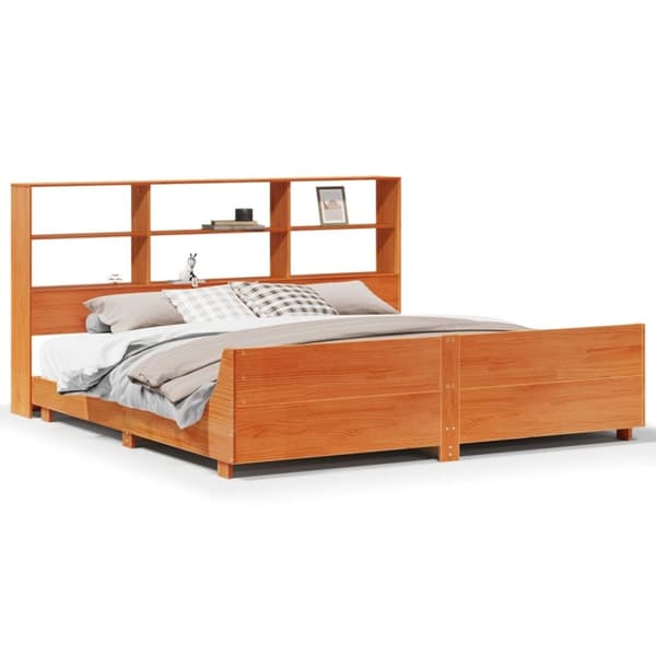 vidaXL sengeramme uden madras 180x200 cm massivt fyrretræ gyldenbrun
