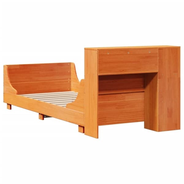 vidaXL Sengeramme uten madrass voksbrun 100x200 cm heltre furu