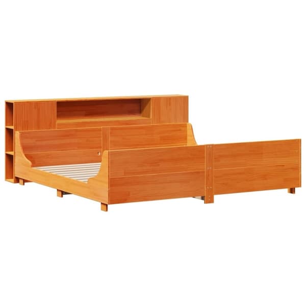 vidaXL sengeramme uden madras 200x200 cm massivt fyrretræ gyldenbrun