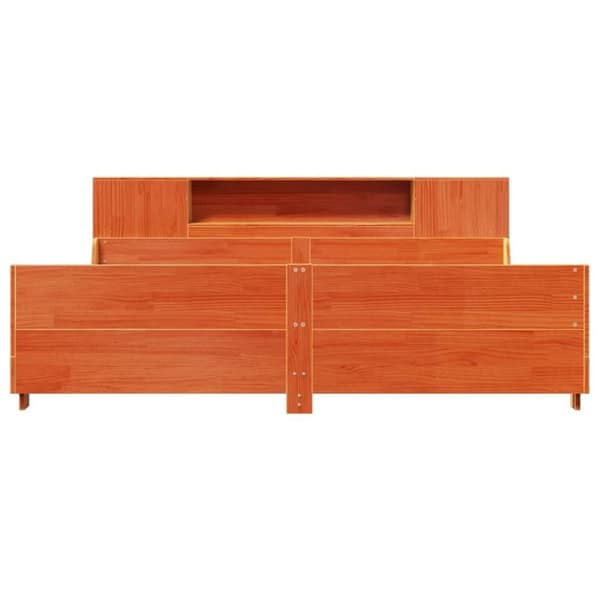 vidaXL sengeramme uden madras 200x200 cm massivt fyrretræ gyldenbrun