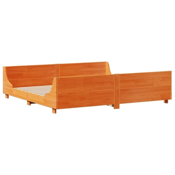 vidaXL sengeramme uden madras 200x200 cm massivt fyrretræ gyldenbrun