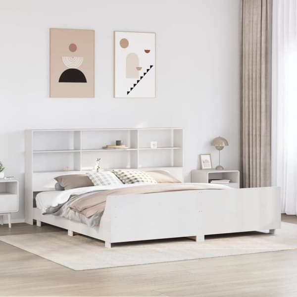 vidaXL sengeramme uden madras 180x200 cm massivt fyrretræ hvid