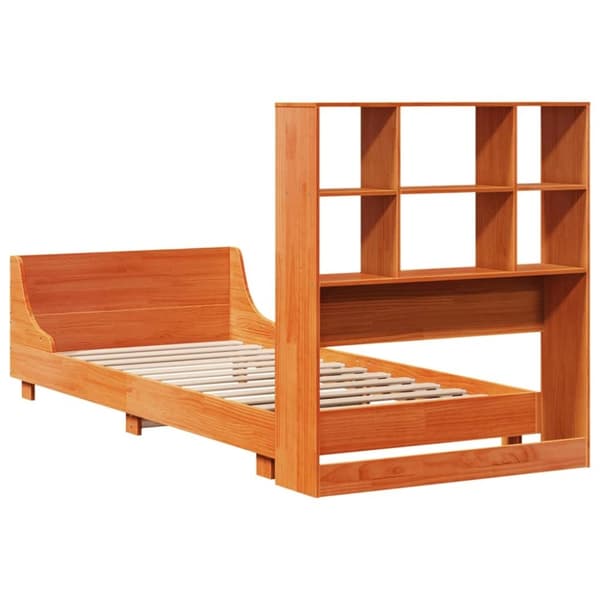 vidaXL sengeramme uden madras 90x190 cm massivt fyrretræ gyldenbrun