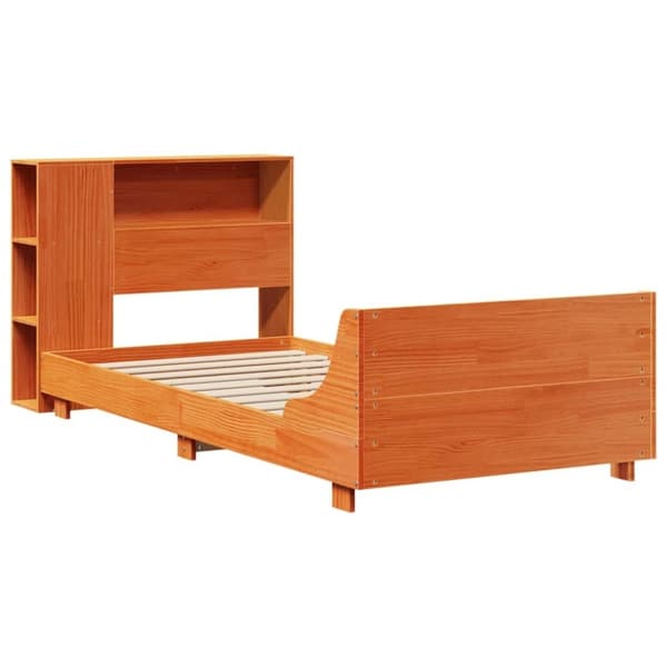 vidaXL Sängynrunko ilman patjaa vahanruskea 90x190 cm täysi mänty