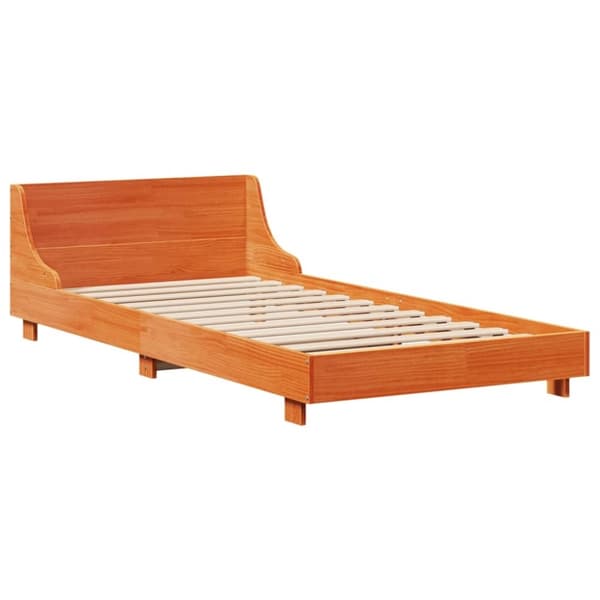 vidaXL Sängynrunko ilman patjaa vahanruskea 90x190 cm täysi mänty
