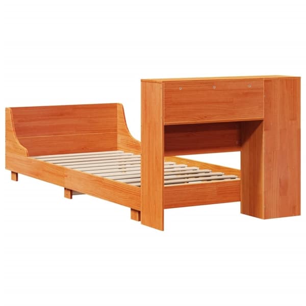 vidaXL Sängynrunko ilman patjaa vahanruskea 90x190 cm täysi mänty