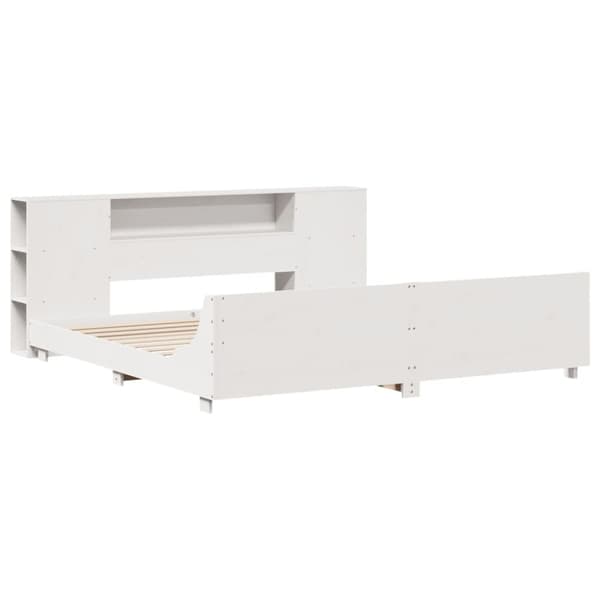 vidaXL Sengeramme med madrass hvit 200x200 cm heltre furu