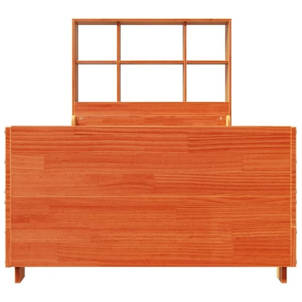 vidaXL Seng med bokhylle uten madrass voksbrun 75x190 cm heltre