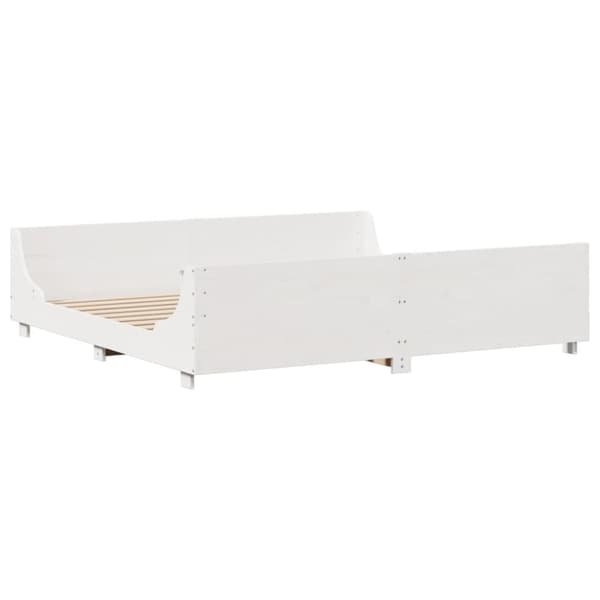 vidaXL Seng med bokhylle uten madrass hvit 200x200 cm heltre