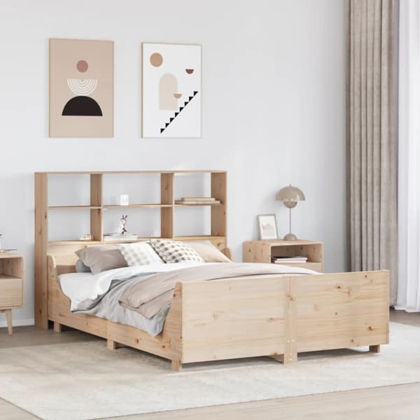vidaXL seng med reol uden madras 150x200 cm massivt træ
