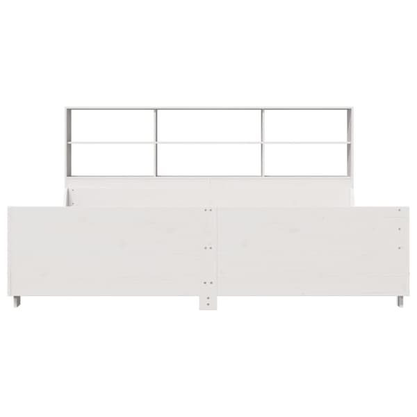 vidaXL Säng med bokhylla utan madrass vit 180x200 cm massiv trä