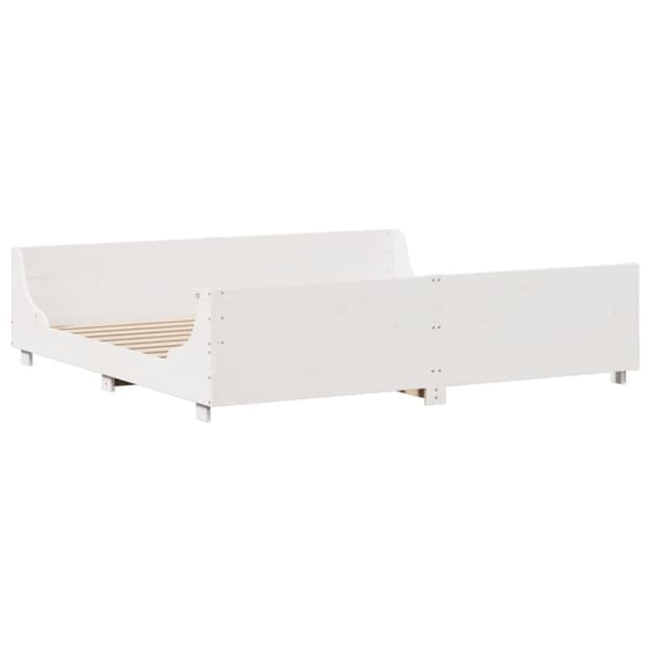 vidaXL Säng med bokhylla utan madrass vit 180x200 cm massiv trä
