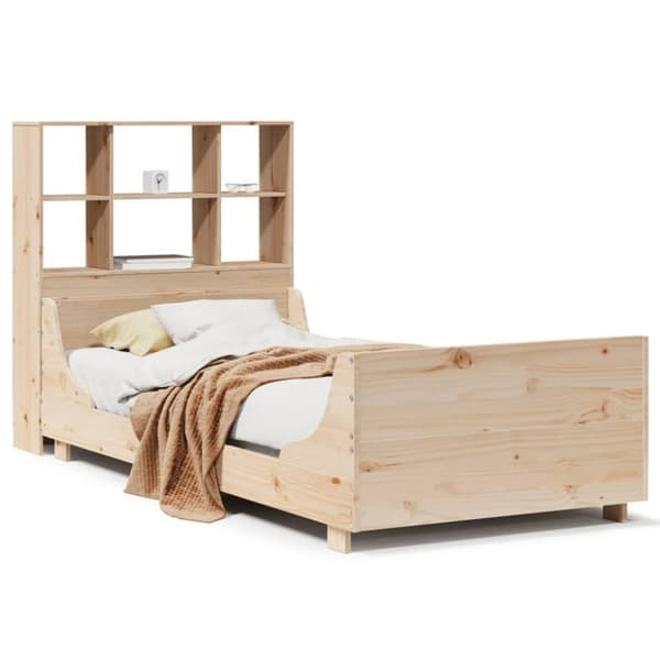vidaXL Seng med bokhylle uten madrass 75x190 cm heltre