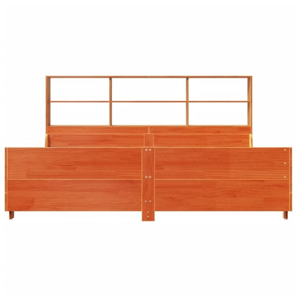 vidaXL Seng med bokhylle uten madrass voksbrun 200x200 cm heltre