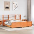 Miniatyrbilde 2 av 11: vidaXL Seng med bokhylle uten madrass voksbrun 200x200 cm heltre