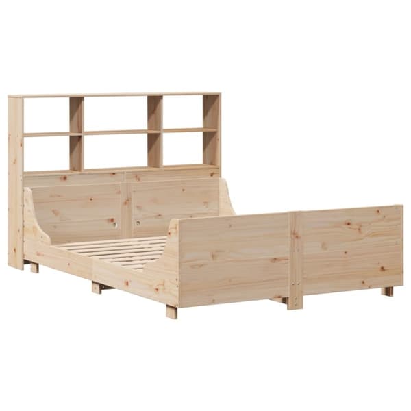vidaXL Säng med bokhylla utan madrass 120x190 cm massiv trä