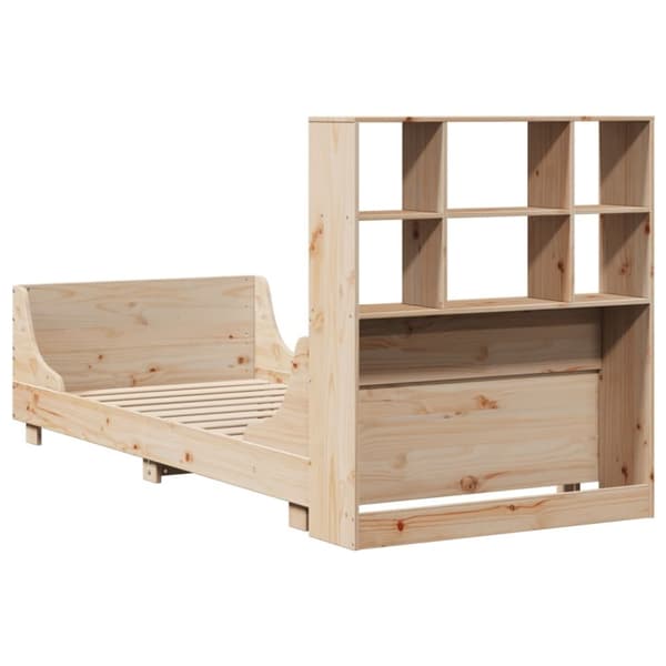 vidaXL Sänky kirjahyllyllä ilman patjaa 75x190 cm täysi puu