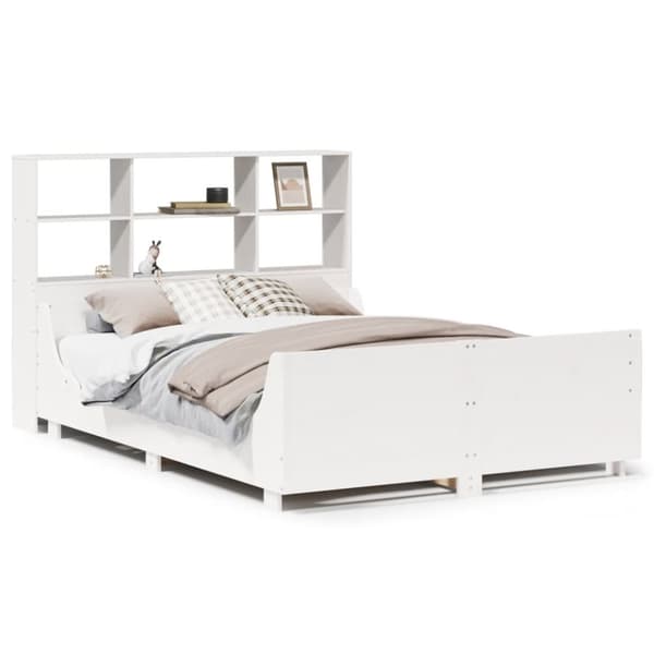 vidaXL Seng med bokhylle uten madrass hvit 120x190 cm heltre