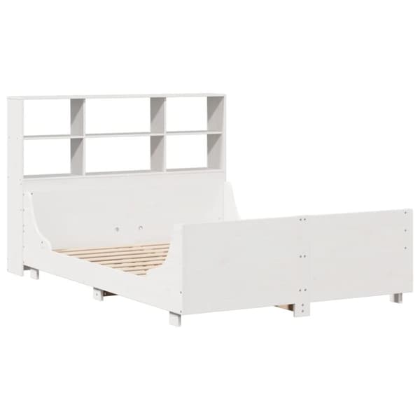 vidaXL Seng med bokhylle uten madrass hvit 160x200 cm heltre