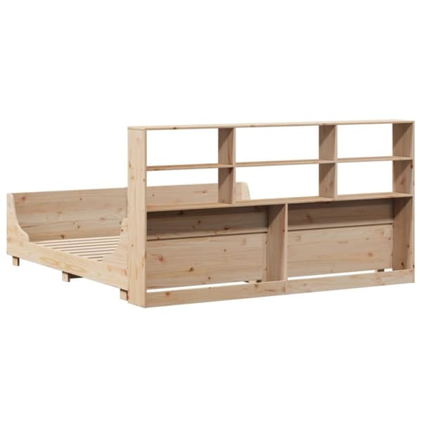 vidaXL Seng med bokhylle uten madrass 200x200 cm heltre
