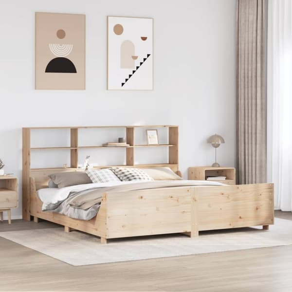 vidaXL Sänky kirjahyllyllä ilman patjaa 180x200 cm täysi puu