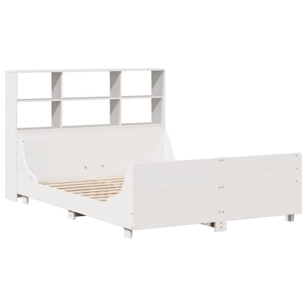 vidaXL Seng med bokhylle uten madrass hvit 140x190 cm heltre