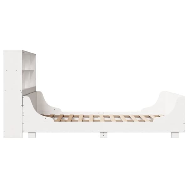vidaXL Seng med bokhylle uten madrass hvit 140x190 cm heltre