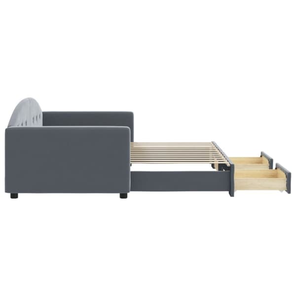 vidaXL daybed med udtræk og skuffer 90x200 cm velour mørkegrå