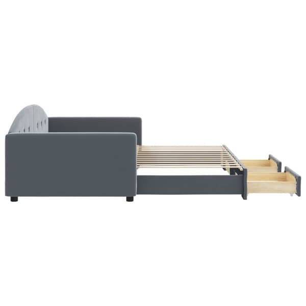 vidaXL daybed med udtræk og skuffer 100x200 cm velour mørkegrå