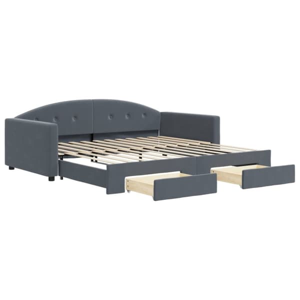 vidaXL Dagbädd utdragbar med lådor mörkgrå 100x200 cm sammet