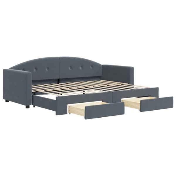 vidaXL daybed med udtræk og skuffer 80x200 cm velour mørkegrå