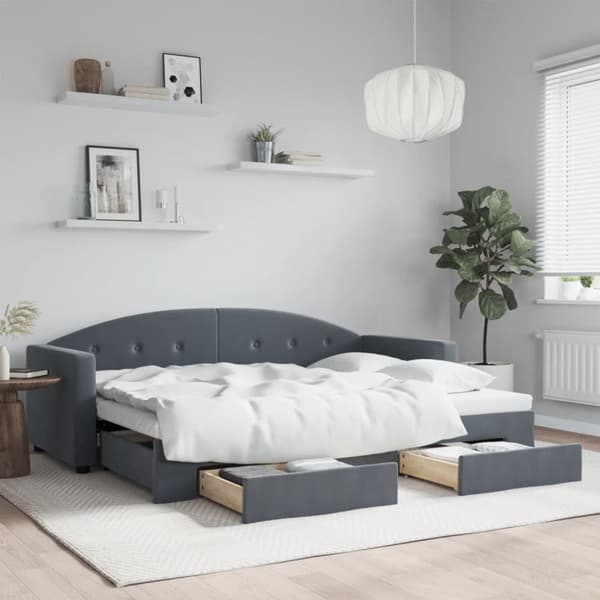 vidaXL daybed med udtræk og skuffer 80x200 cm velour mørkegrå