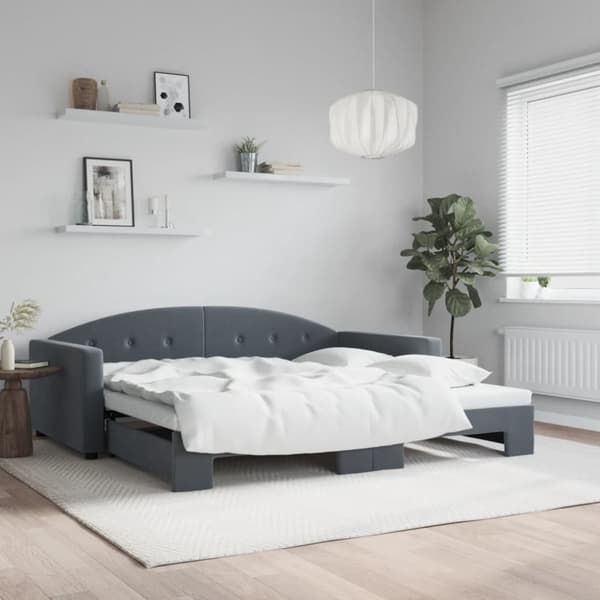 vidaXL daybed med udtræk 100x200 cm velour mørkegrå