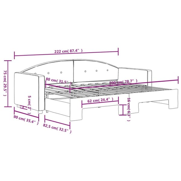 vidaXL daybed med udtræk 80x200 cm velour mørkegrå