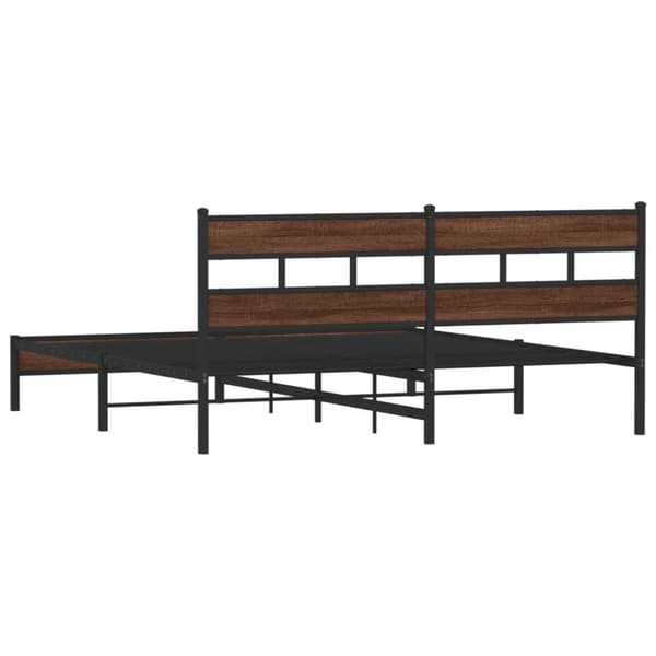 vidaXL Sängram utan madrass metall brun ek 183x213 cm