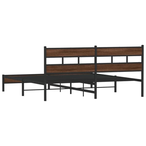 vidaXL Sängram utan madrass metall brun ek 180x200 cm