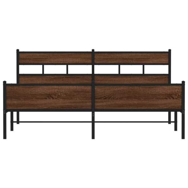vidaXL sengeramme uden madras 180x200 cm metal brun egetræsfarve