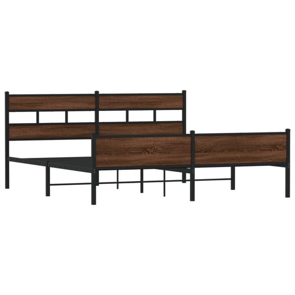 vidaXL Sengeramme i metall uten madrass brun eik 193x203 cm
