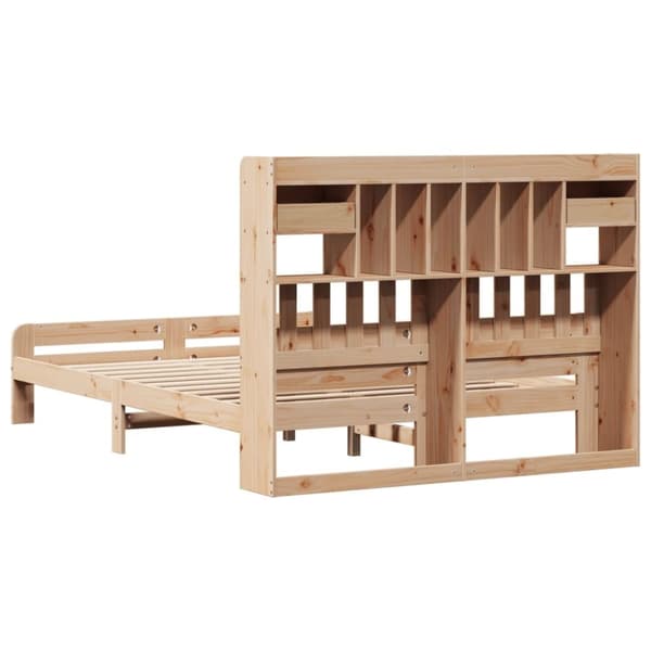 vidaXL Säng med bokhylla utan madrass 150x200cm massiv furu